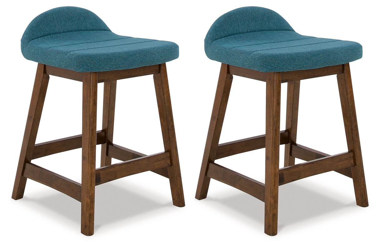 Mega Furniture - Ashley Furniture - Lyncott Dining Room - Counter Height Bar Stool (Set of 2) / Blue/Brown - D615-324X2
