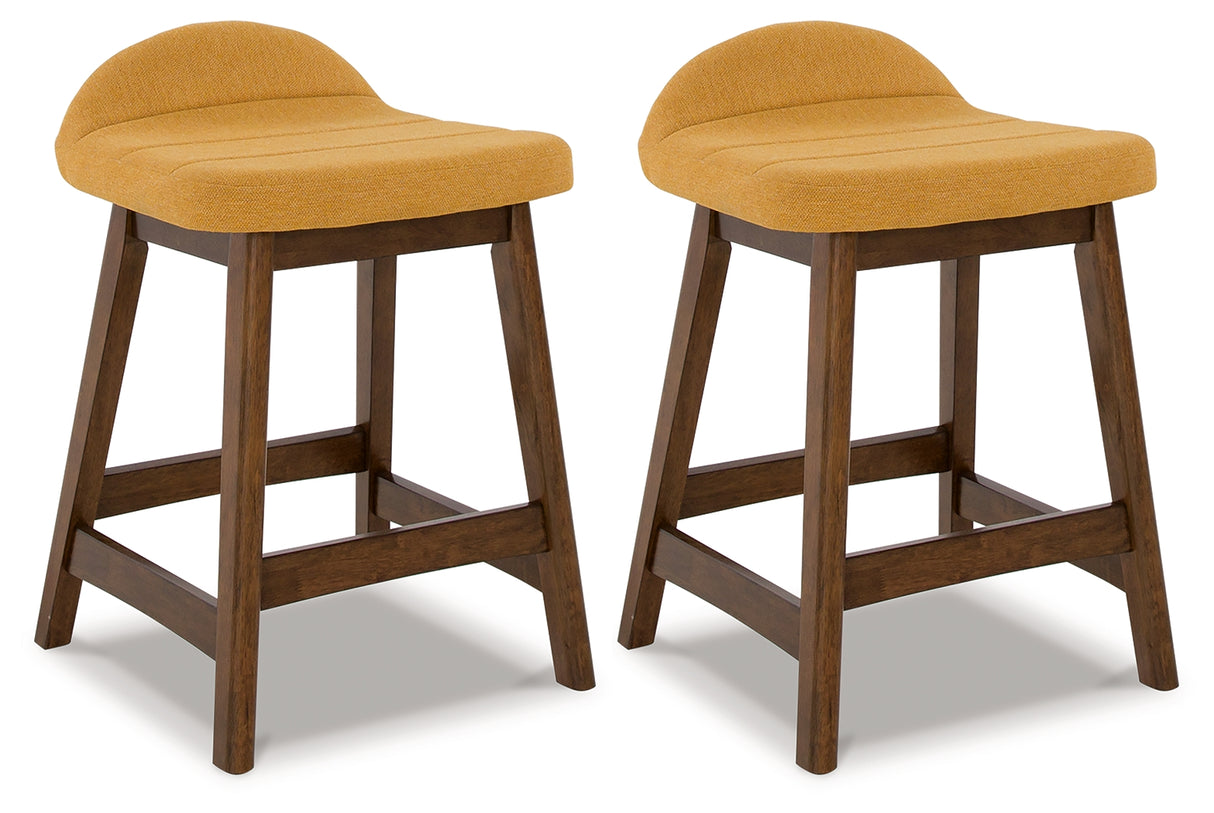 Mega Furniture - Ashley Furniture - Lyncott Dining Room - Counter Height Bar Stool (Set of 2) / Mustard/Brown - D615-424X2