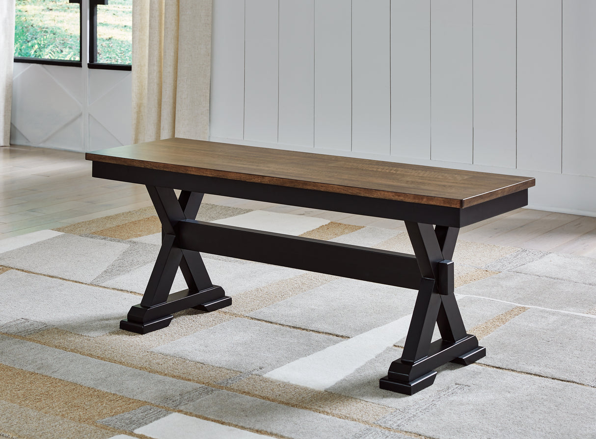 Mega Furniture - Ashley Furniture - Wildenauer Dining Room - Large Dining Room Bench / Brown/Black - D634-00