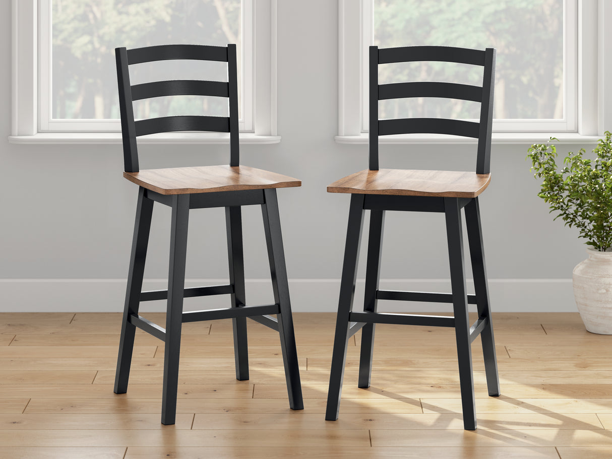 Mega Furniture - Ashley Furniture - Wildenauer Dining Room - Bar Height Barstool (Set of 2) / Brown/Black - D634-230X2