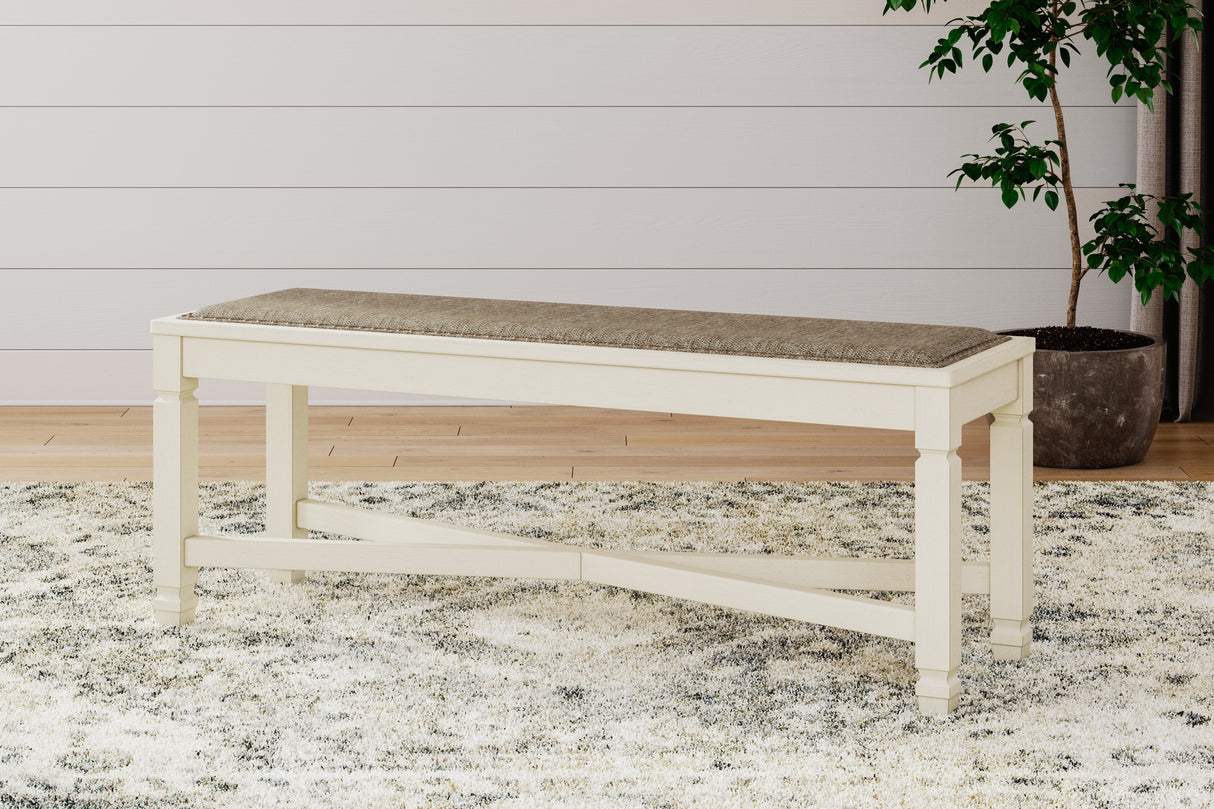 Mega Furniture - Ashley Furniture - Bolanburg Dining Bench - Large UPH Dining Room Bench / Two-tone / 50"W x 15"D x 20"H - D647-00