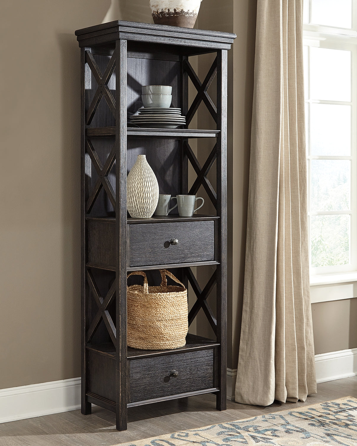 Mega Furniture - Ashley Furniture - Tyler Creek Dining Room - Display Cabinet / Black/Gray - D736-76