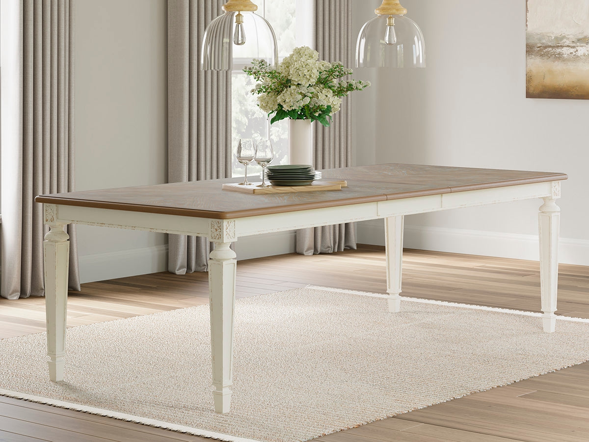 Mega Furniture - Ashley Furniture - Realyn Dining Room - RECT Dining Room EXT Table / Chipped White - D743-45