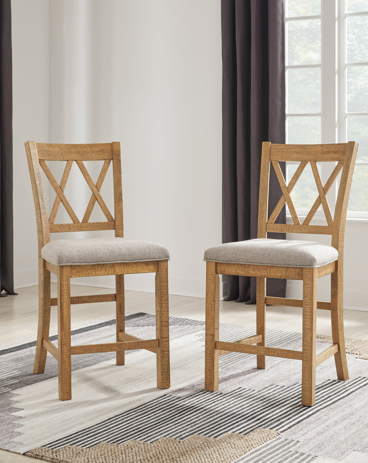 Mega Furniture - Ashley Furniture - Havonplane Dining Room - Barstool (Set of 2) / Brown - D773-124X2