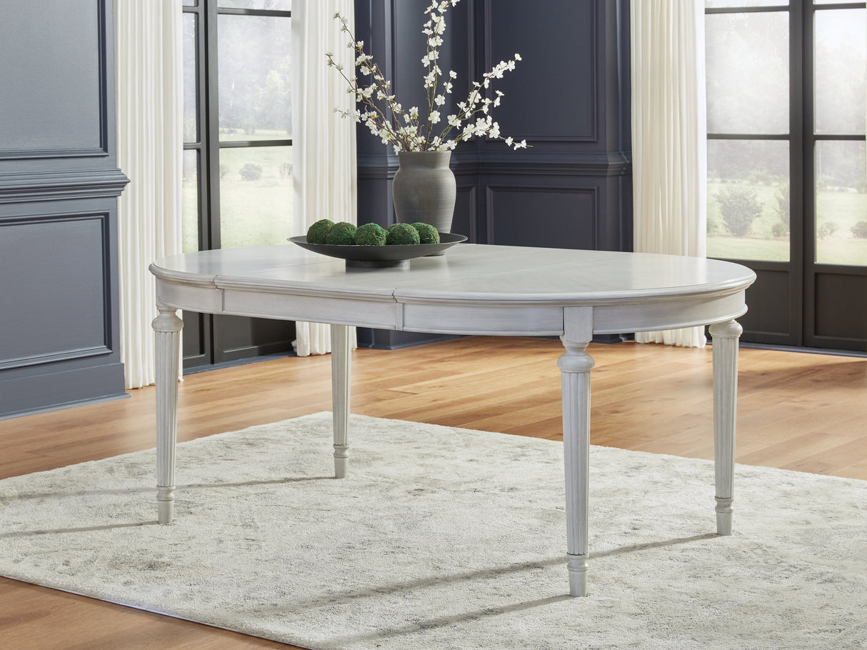 Mega Furniture - Ashley Furniture - Montelaine Dining Room - Oval Dining Room EXT Table / Antique White - D795-35