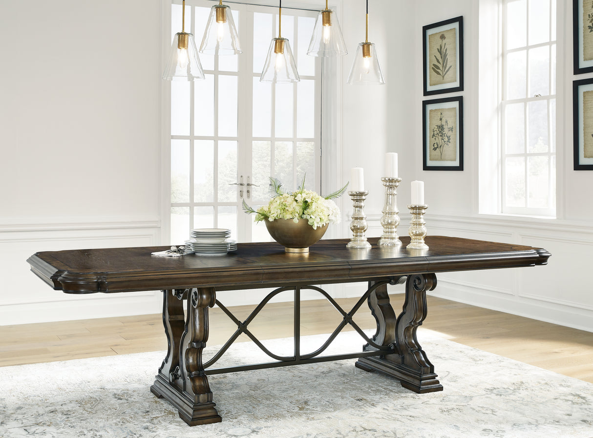 Mega Furniture - Ashley Furniture - Maylee Dining Room - Dining Extension Table / Dark Brown / 44"W x 108.5"D x 30"H - D947D5