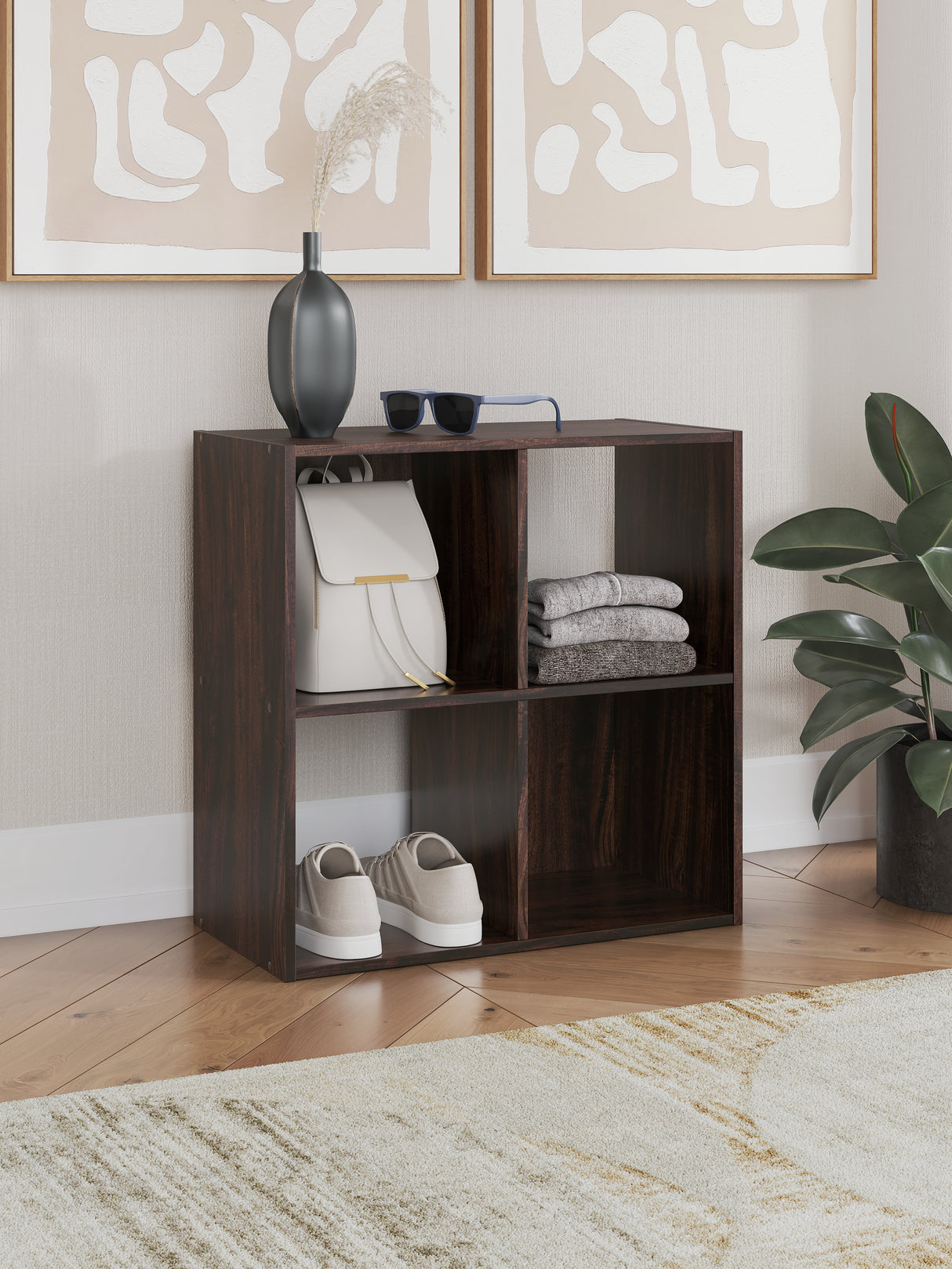 Mega Furniture - Ashley Furniture - Glosmount Four Cube Organizer - Four Cube Organizer / Cherry/Light Brown - EA1055-2X2
