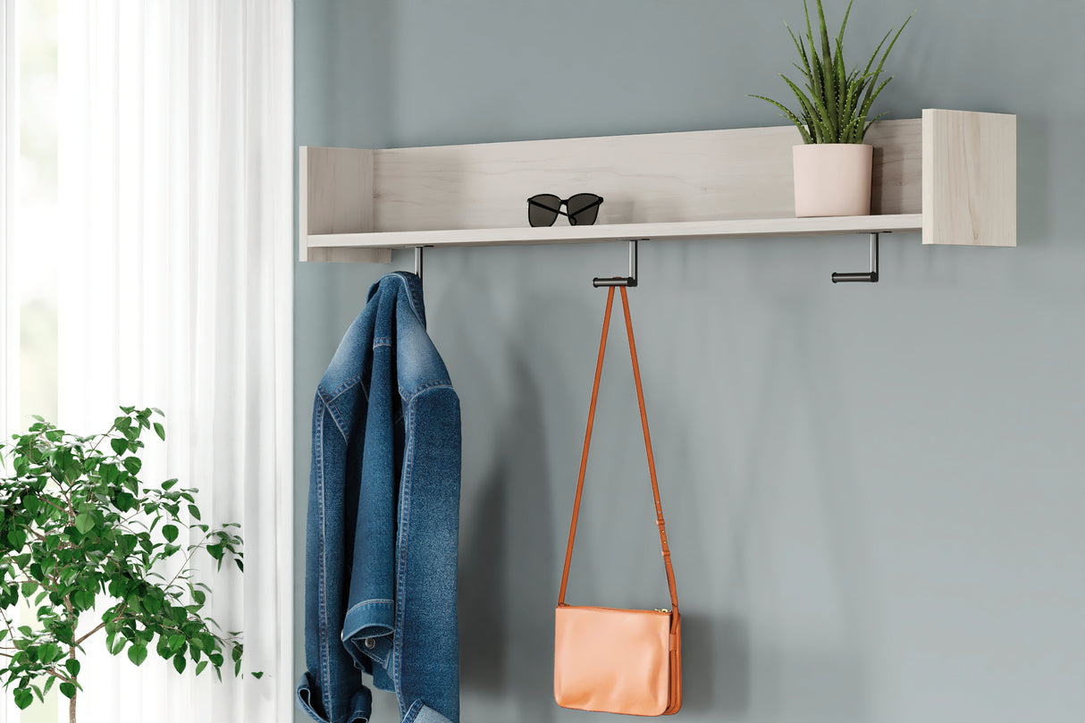 Mega Furniture - Ashley Furniture - Socalle Wall Decor - Wall Mounted Coat Rack w/Shelf / Light Natural - EA1864-151