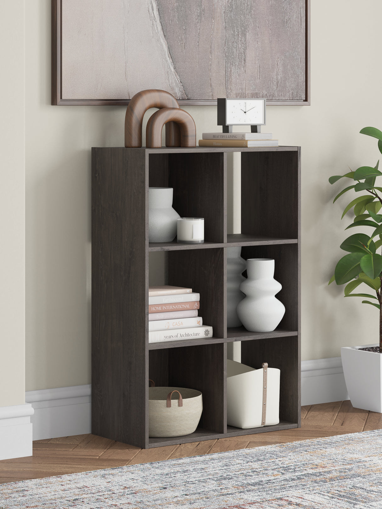 Mega Furniture - Ashley Furniture - Piperton Six Cube Organizer - Six Cube Organizer / Charcoal - EA5514-3X2