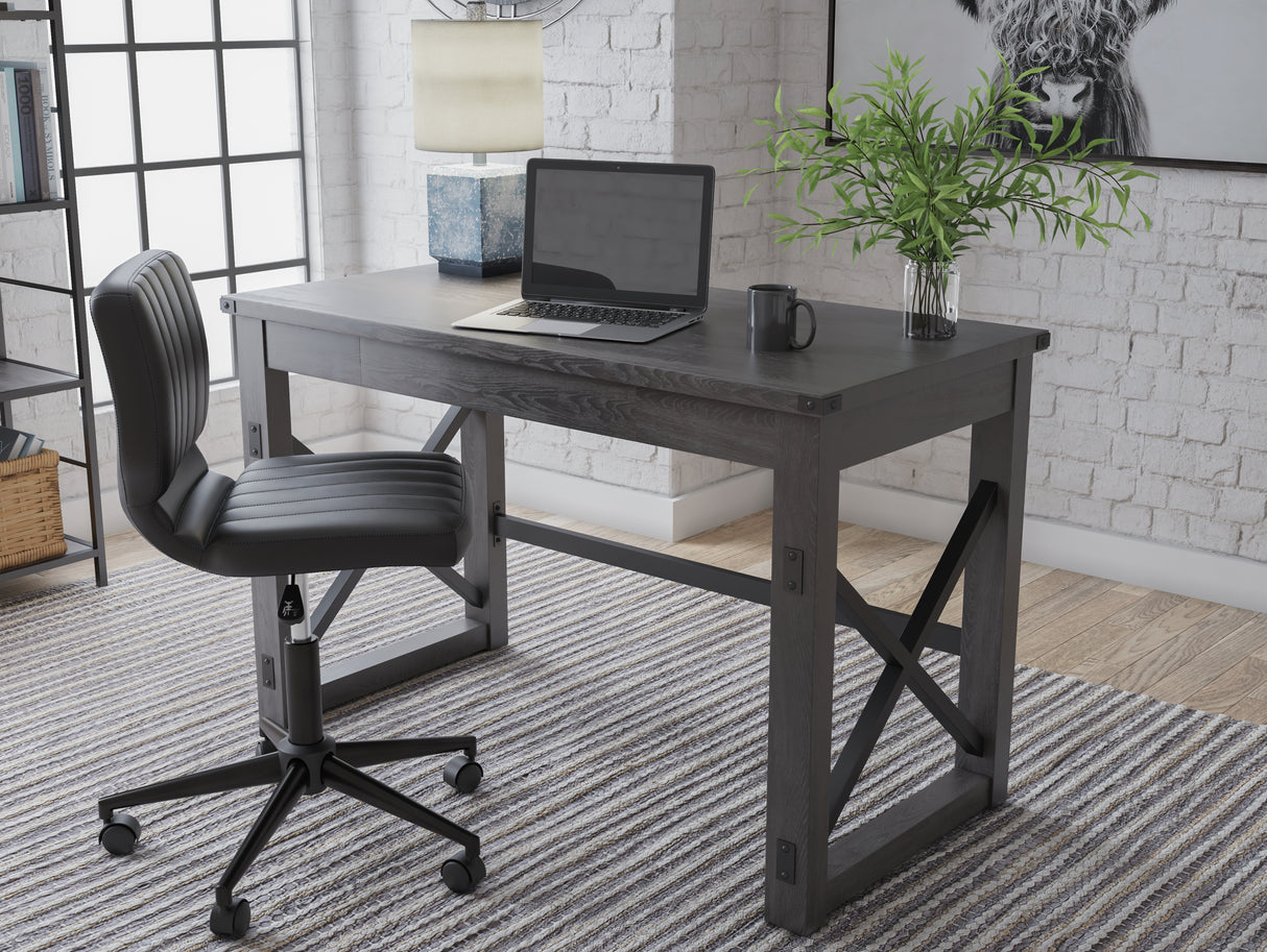 Mega Furniture - Ashley Furniture - Freedan Office Desk - Home Office Desk / Grayish Brown - H286-26