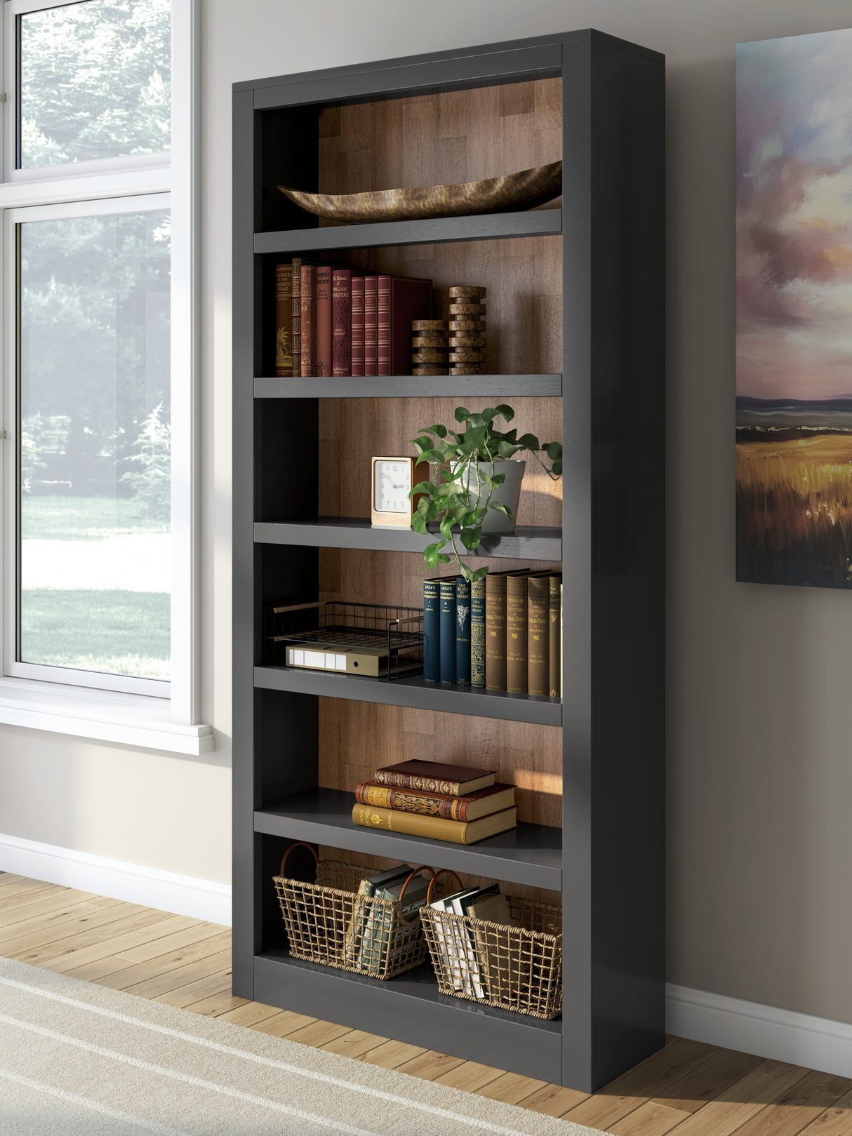 Mega Furniture - Ashley Furniture - Wildenauer Bookcase - Bookcase / Brown/Black - H664-70