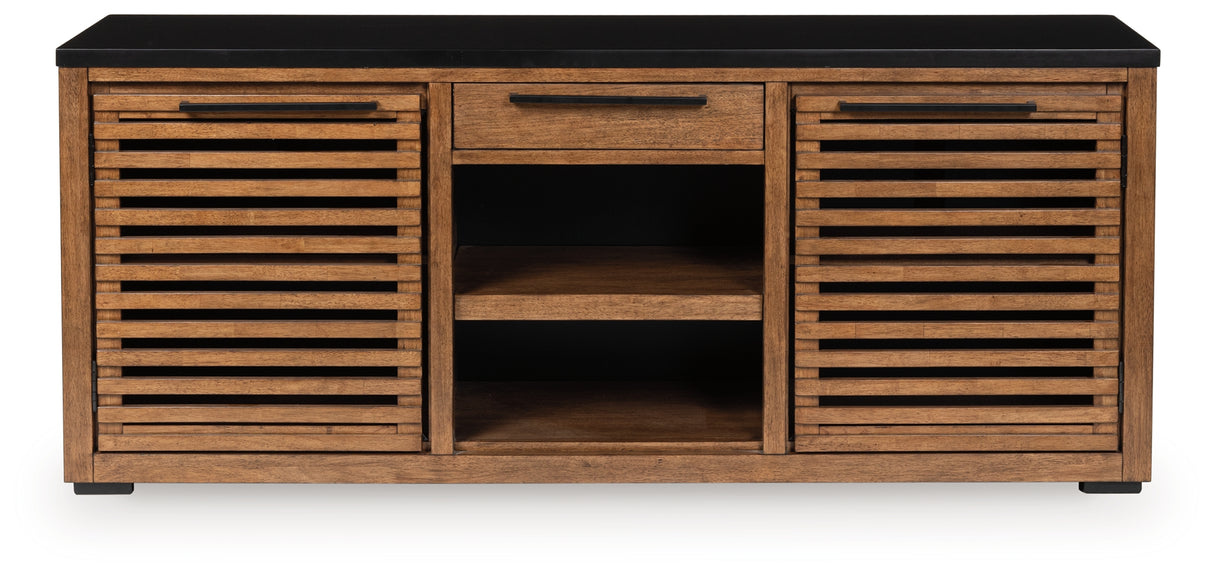 Mega Furniture - Ashley Furniture - Kallari Bookcase - Credenza / Warm Brown/Black - H737-60