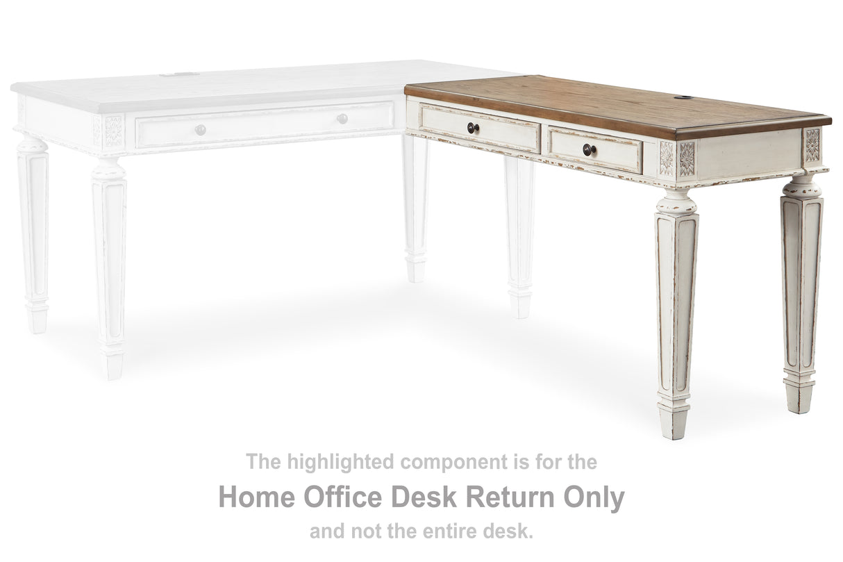 Mega Furniture - Ashley Furniture - Realyn Office Desk - Home Office Desk Return / White/Brown - H743-34R