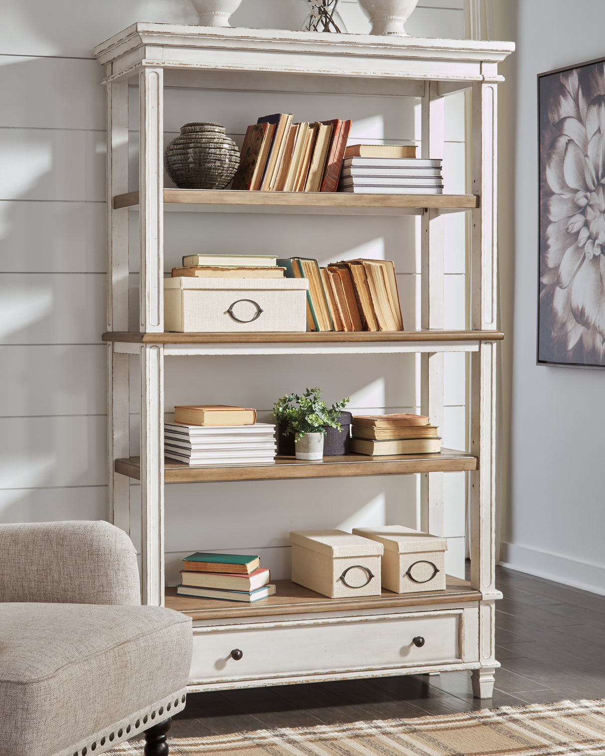 Mega Furniture - Ashley Furniture - Realyn Bookcase - Bookcase / Brown/White - H743-70