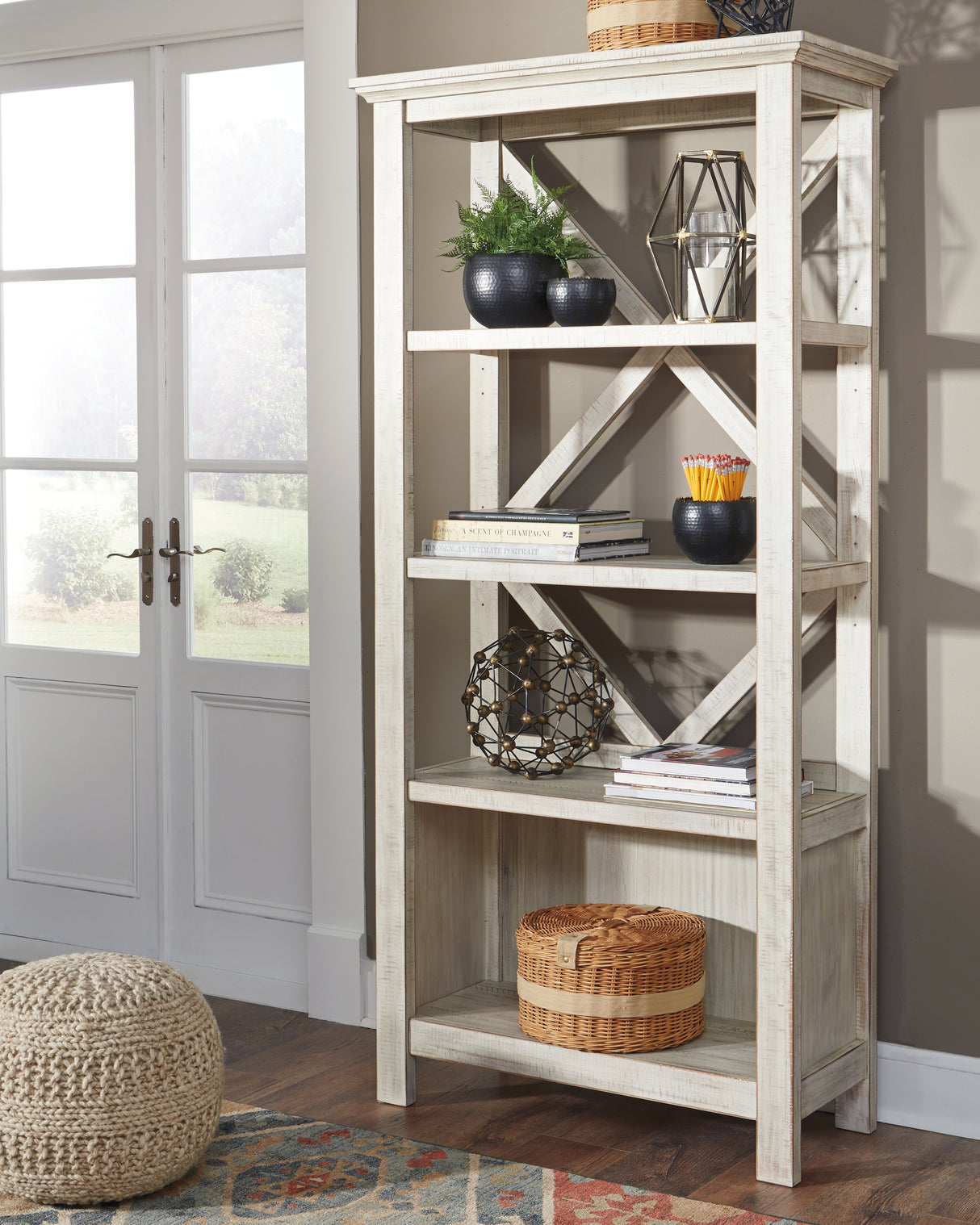 Mega Furniture - Ashley Furniture - Carynhurst Bookcase - Large Bookcase / Whitewash - H755-17