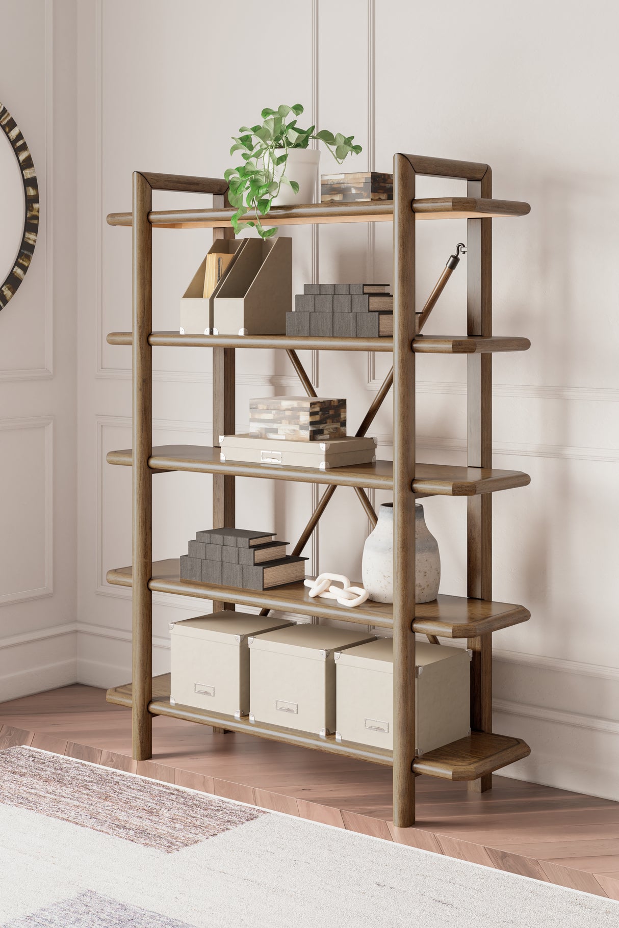 Mega Furniture - Ashley Furniture - Roanhowe Bookcase - Bookcase / Brown - H769-70