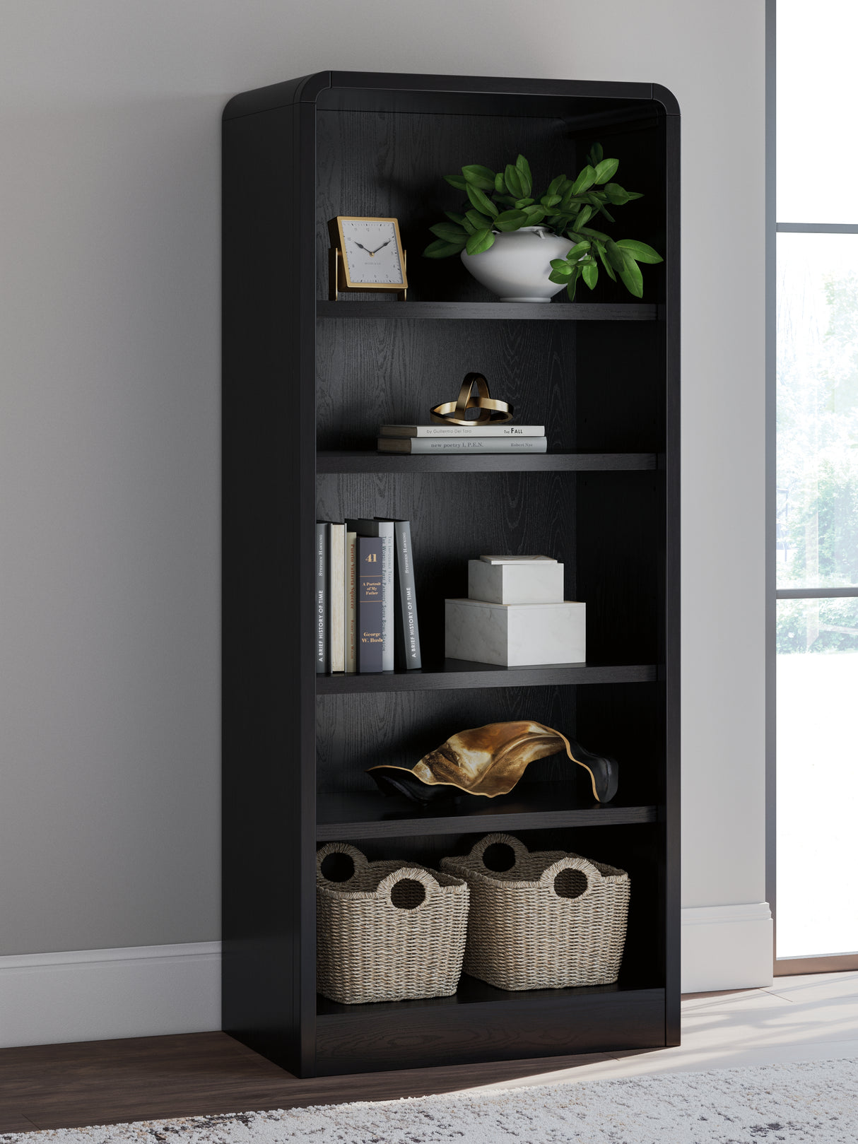 Mega Furniture - Ashley Furniture - Rowanbeck Bookcase - Large Bookcase / Black - H821-17