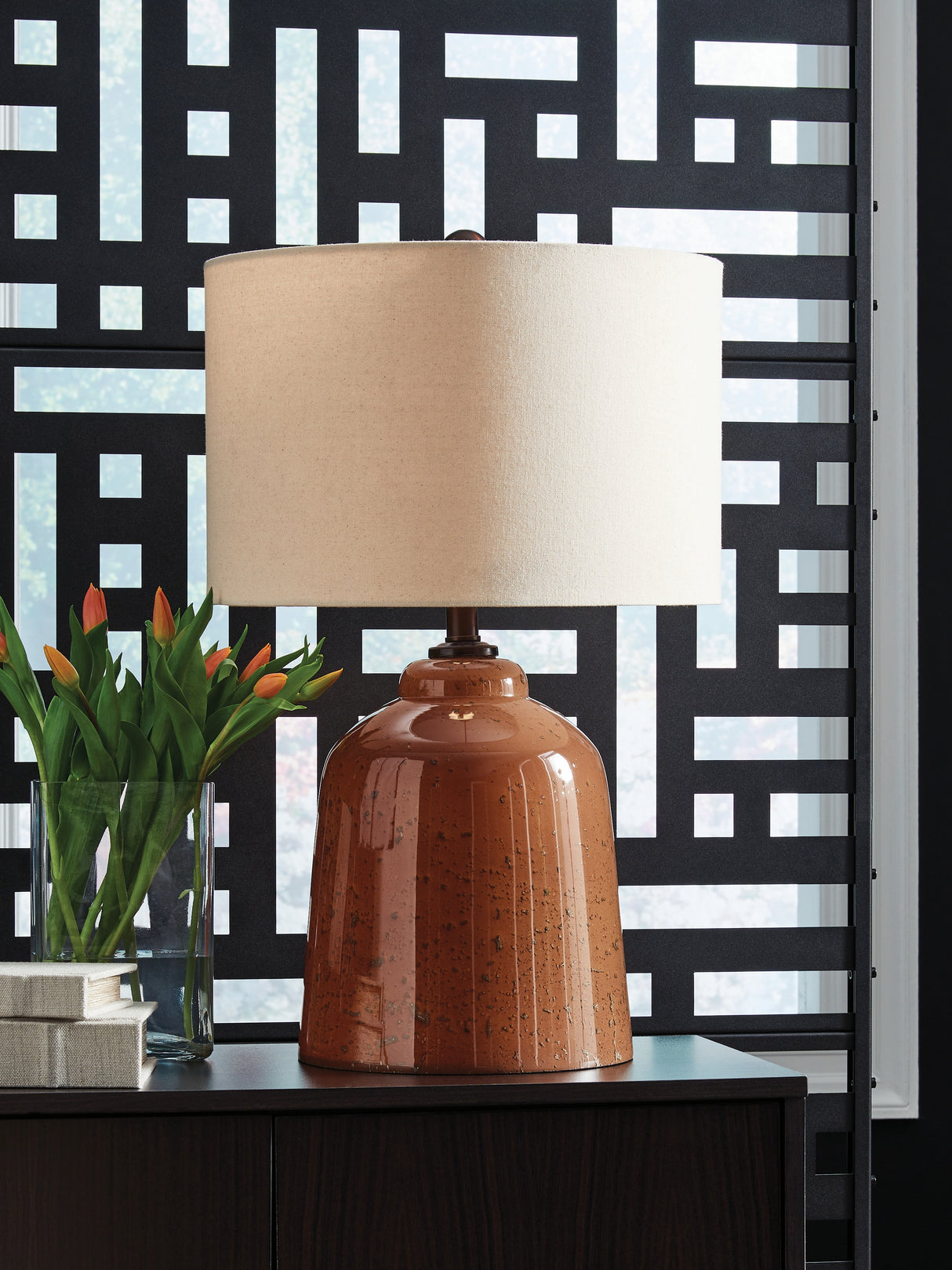 Mega Furniture - Ashley Furniture - Aaleahya Lighting - Glass Table Lamp (1/CN) / Rust - L430904