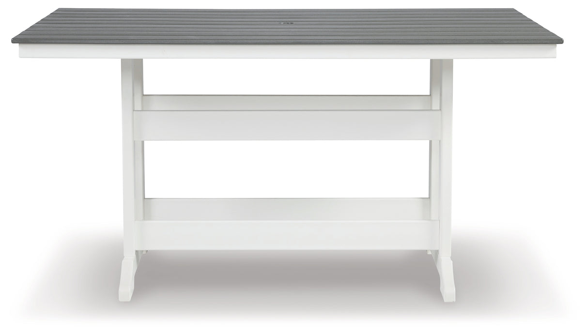 Mega Furniture - Ashley Furniture - Transville Outdoor - RECT COUNTER TABLE W/UMB OPT / Gray/White - P210-642
