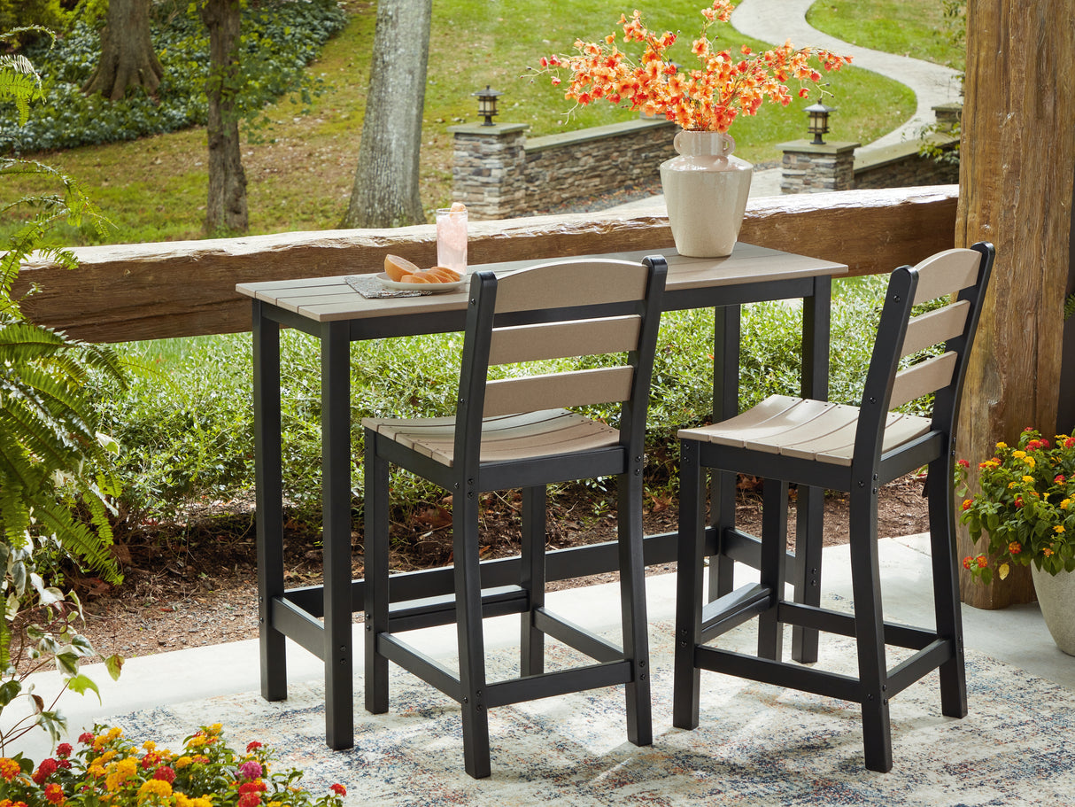Mega Furniture - Ashley Furniture - Shoreline Beach Outdoor - Counter Table Set (3/CN) / Black/Beige - PCP221-113