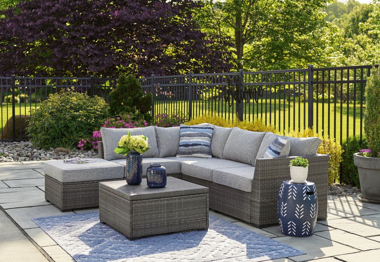 Mega Furniture - Ashley Furniture - Petal Road Outdoor - LoveseatSEC/OTTO/TBL Set(4/CN) / Gray - P297-070