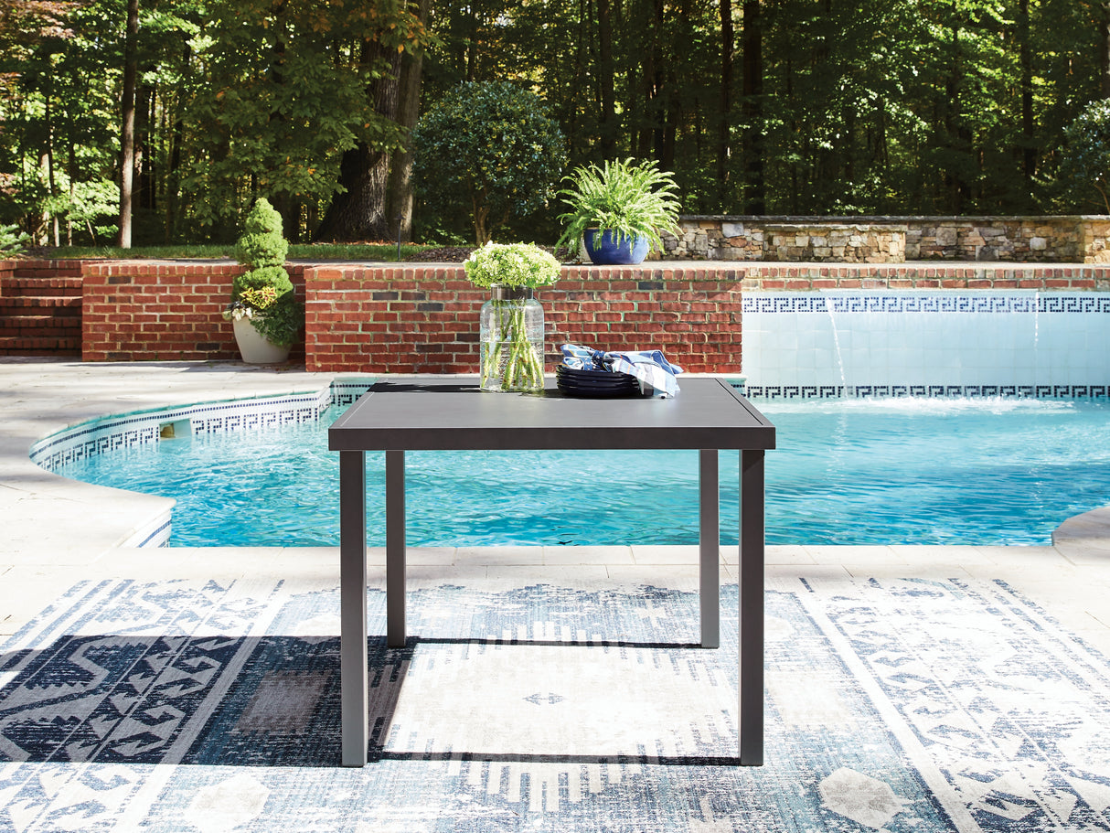 Mega Furniture - Ashley Furniture - Rocky Creek Outdoor - Square Dining Table w/UMB OPT / Gray - PCP326-615