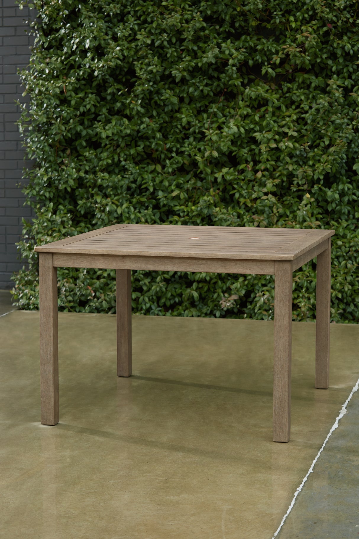 Mega Furniture - Ashley Furniture - Aria Plains Outdoor - Square Dining Table w/UMB OPT / Brown - P359-615