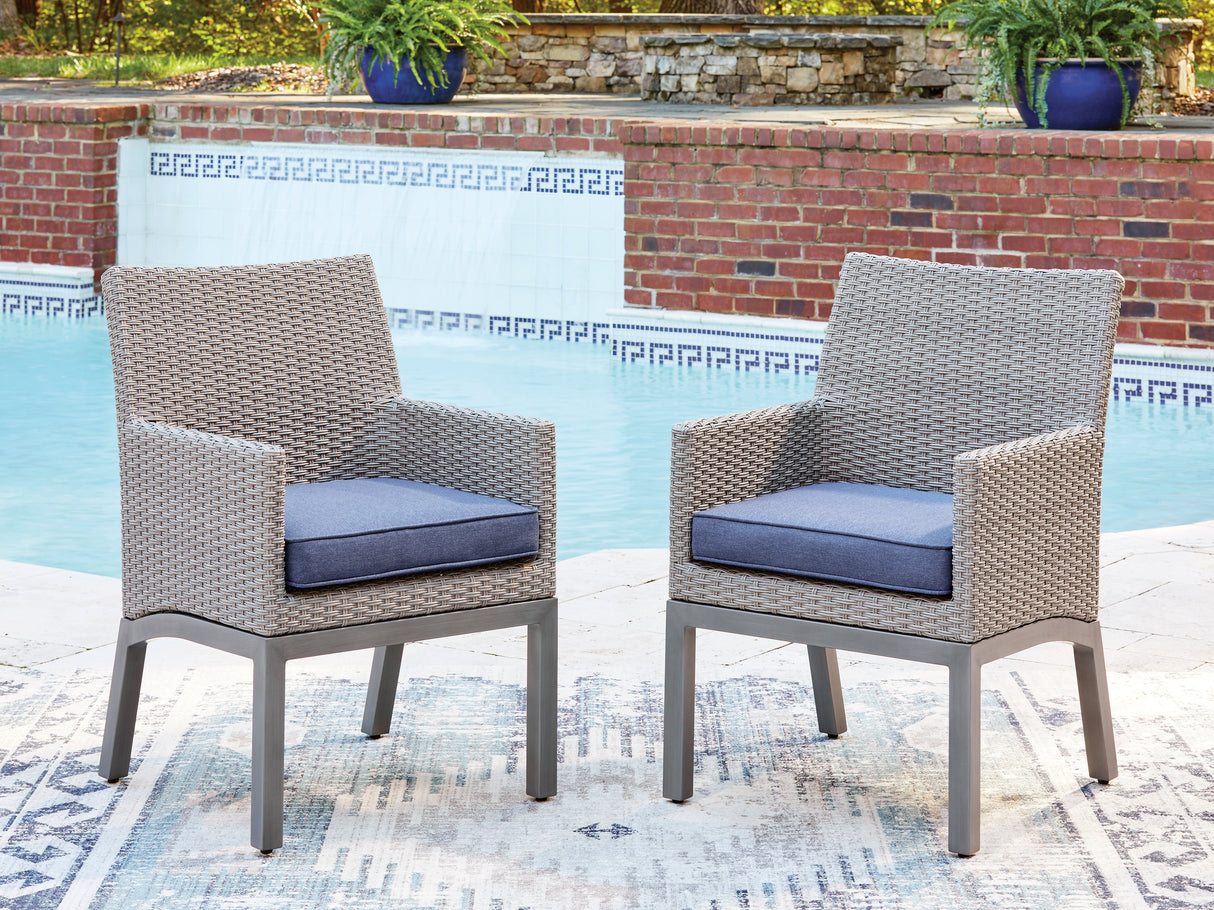Mega Furniture - Ashley Furniture - Half Moon Beach Outdoor - Arm Chair With Cushion (Set of 2) / Blue/Gray - PCP418-601A
