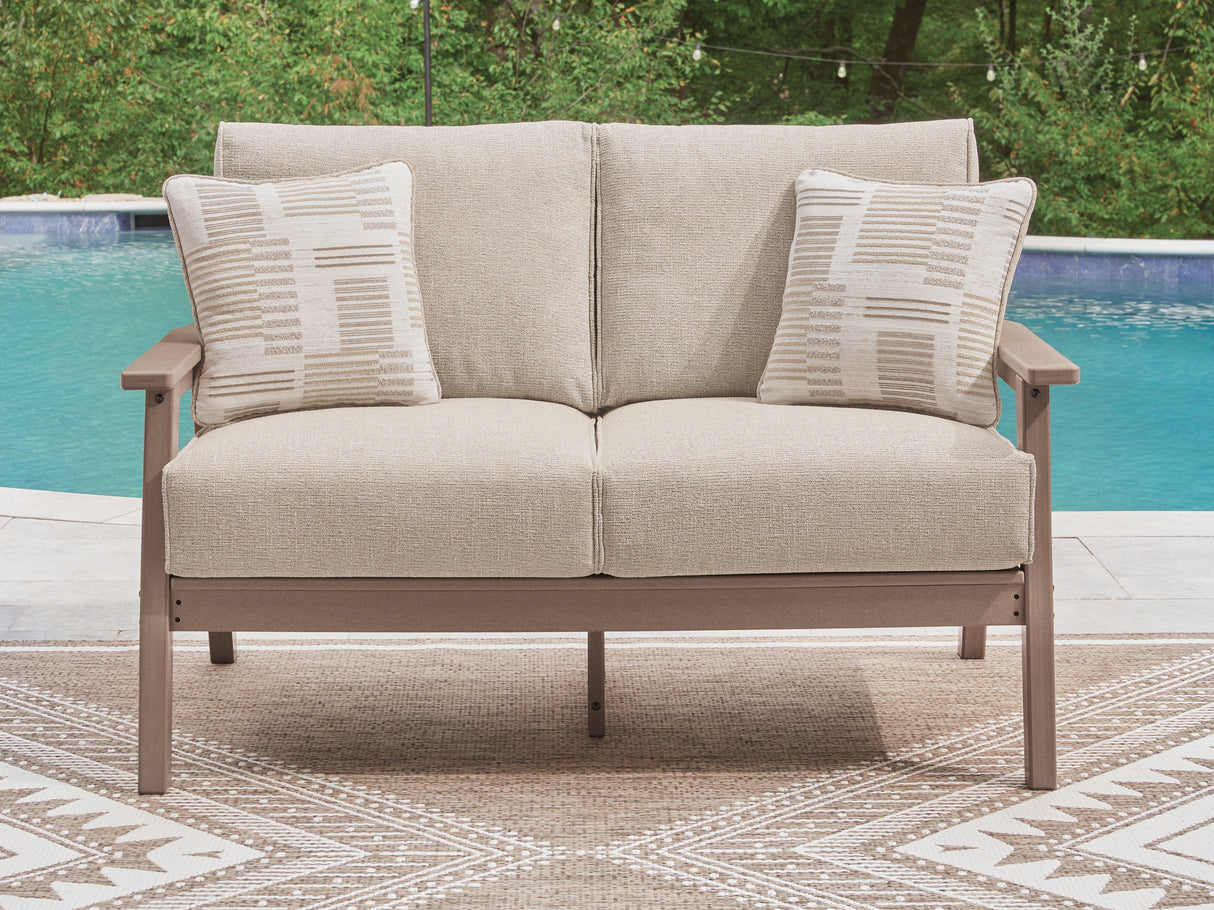 Mega Furniture - Ashley Furniture - Grover Beach Outdoor - Loveseat w/Cushion / Driftwood - PCP422-835