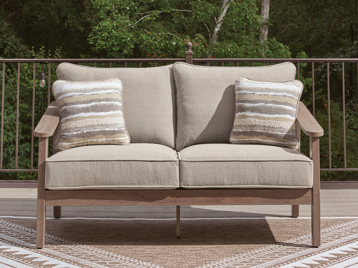 Mega Furniture - Ashley Furniture - Harmony Headlands Outdoor - Loveseat w/Cushion / Natural/Gray - PCP428-835