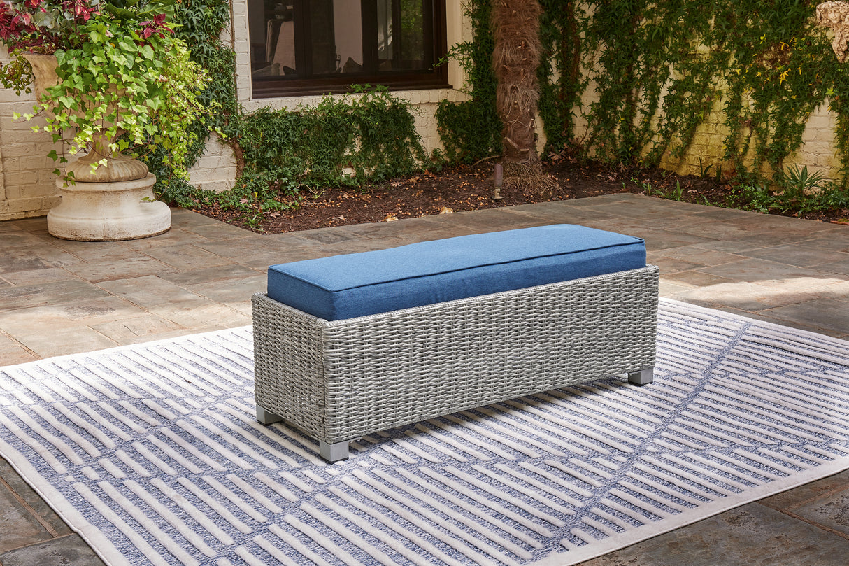 Mega Furniture - Ashley Furniture - Naples Beach Outdoor - Bench with Cushion / Light Gray - P439-600