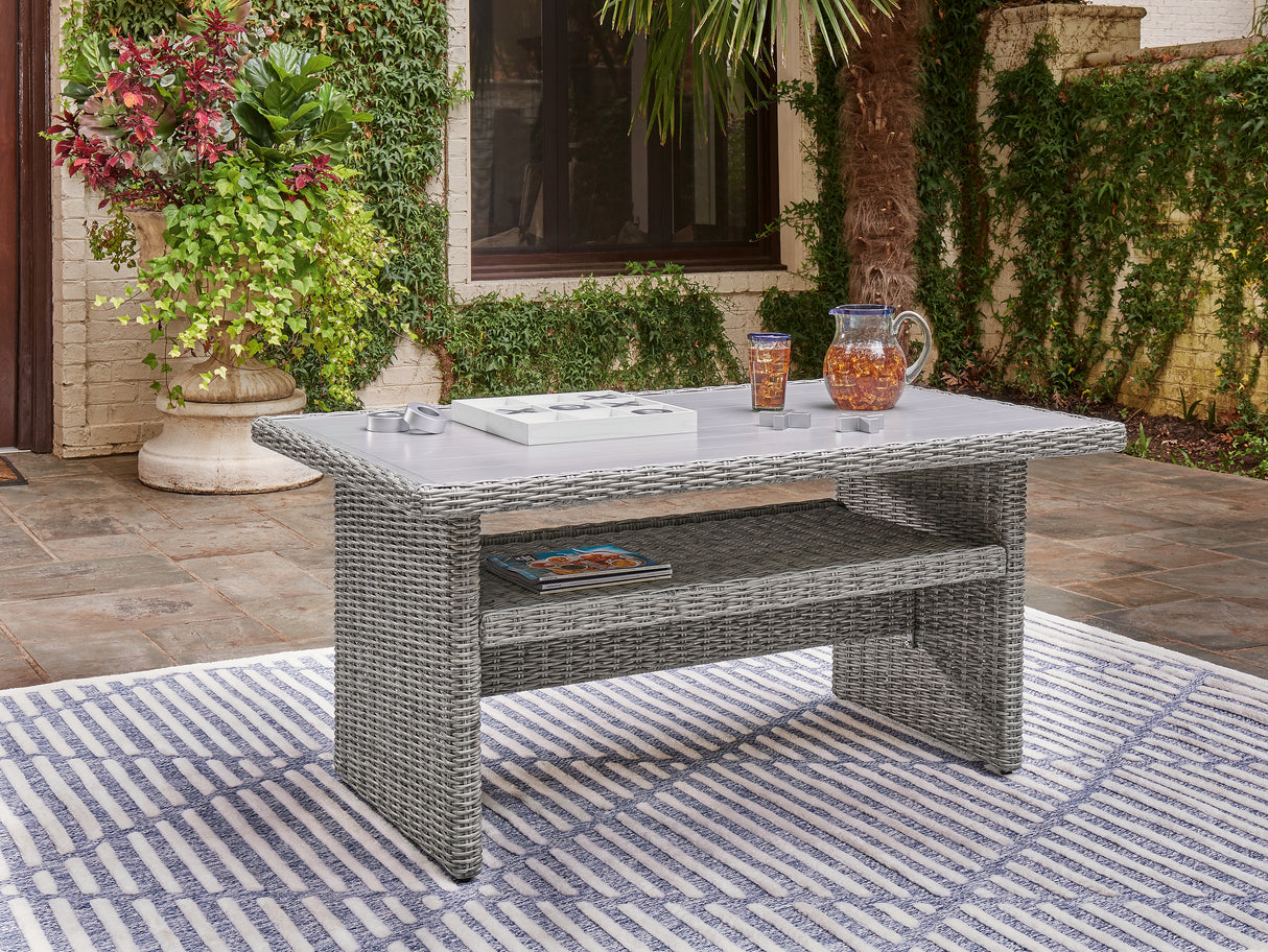 Mega Furniture - Ashley Furniture - Naples Beach Outdoor - RECT Multi-Use Table / Light Gray - P439-625