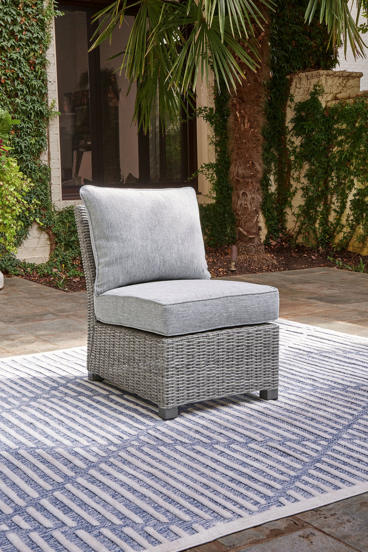 Mega Furniture - Ashley Furniture - Naples Beach Outdoor - Armless Chair w/Cushion (1/CN) / Light Gray - P439-846