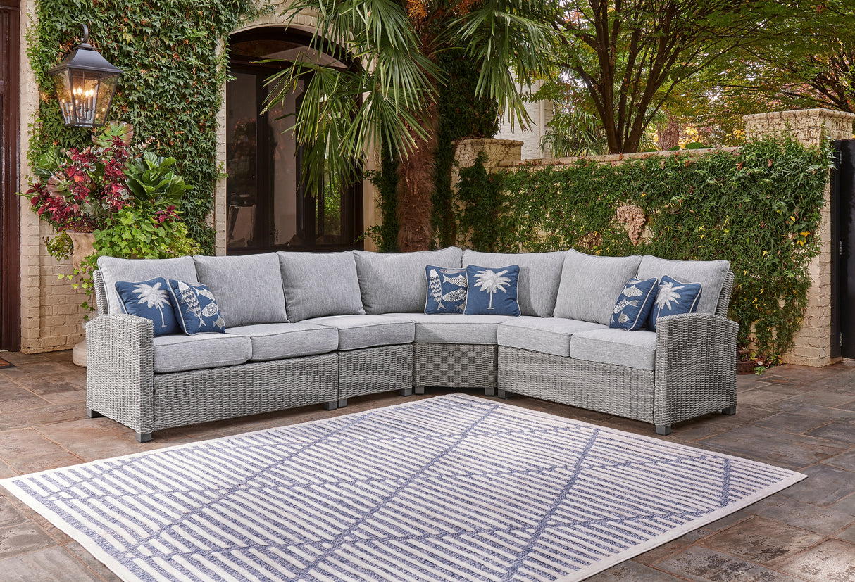 Mega Furniture - Ashley Furniture - Naples Beach Outdoor - 4-Piece Outdoor Sectional / Light Gray - P439P2