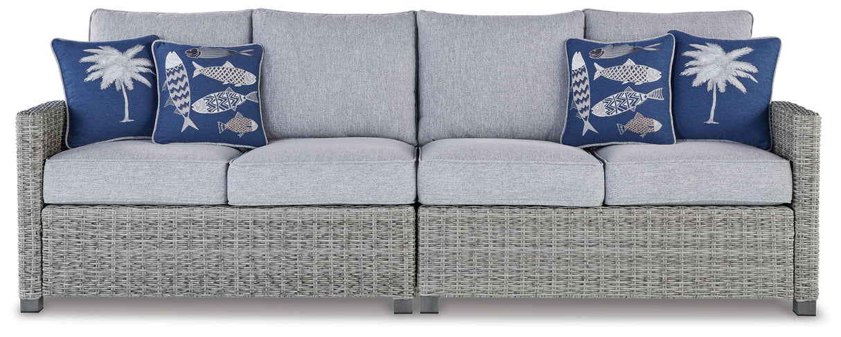 Mega Furniture - Ashley Furniture - Naples Beach Outdoor - RAF/LAF Loveseat w/CUSH (Set of 2) / Light Gray - P439-854