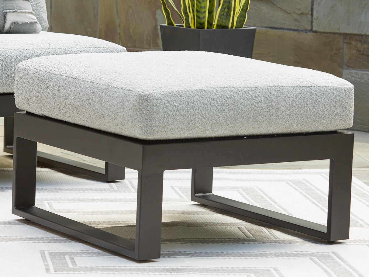 Mega Furniture - Ashley Furniture - Beachloft Outdoor - Ottoman with Cushion / Black/Gray - P490-814