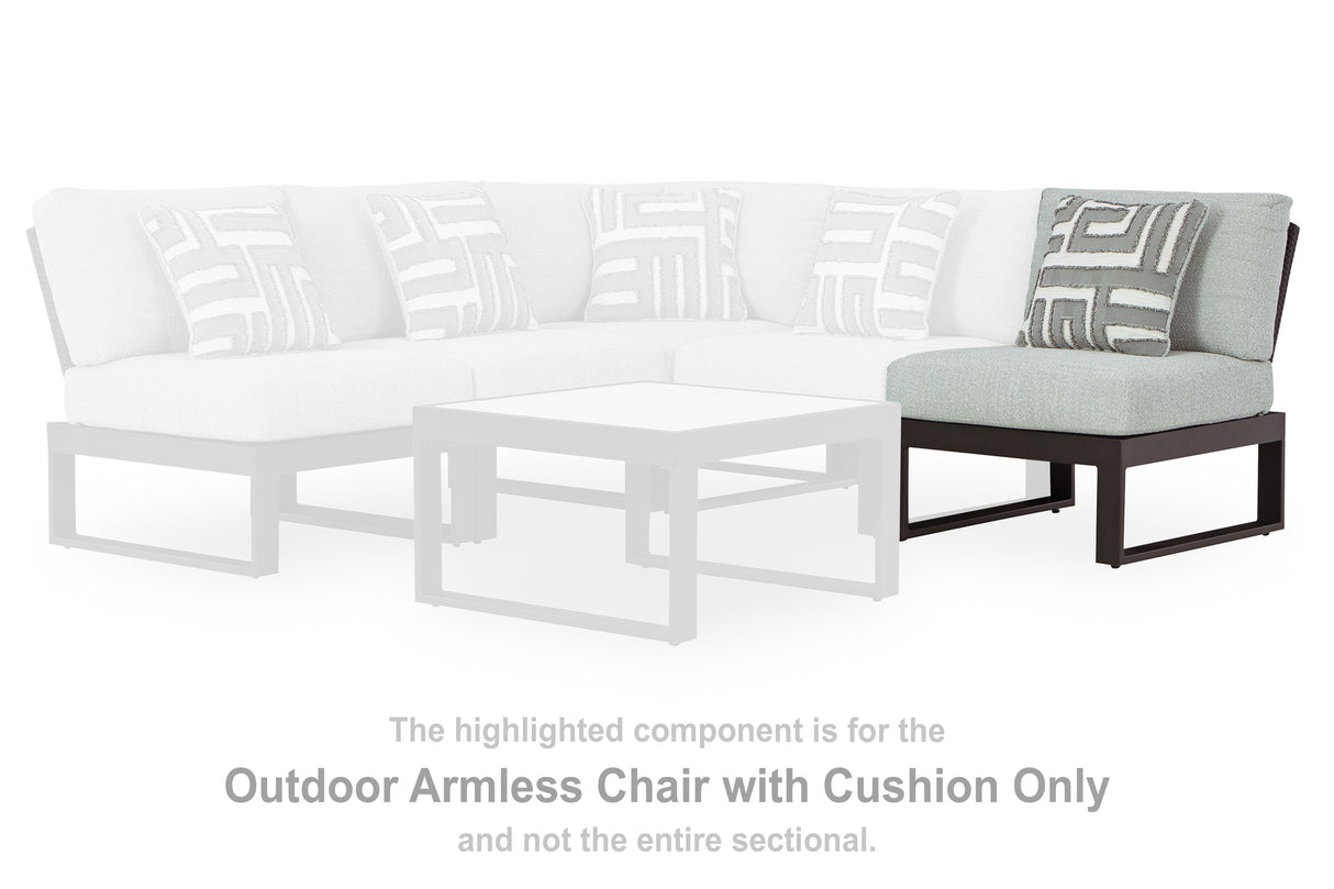 Mega Furniture - Ashley Furniture - Beachloft Outdoor - Armless Chair w/Cushion / Black/Gray - P490-846