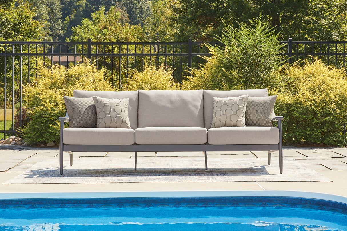 Mega Furniture - Ashley Furniture - Ocean Beach Outdoor - Sofa with Cushion / Gray - PCP510-838