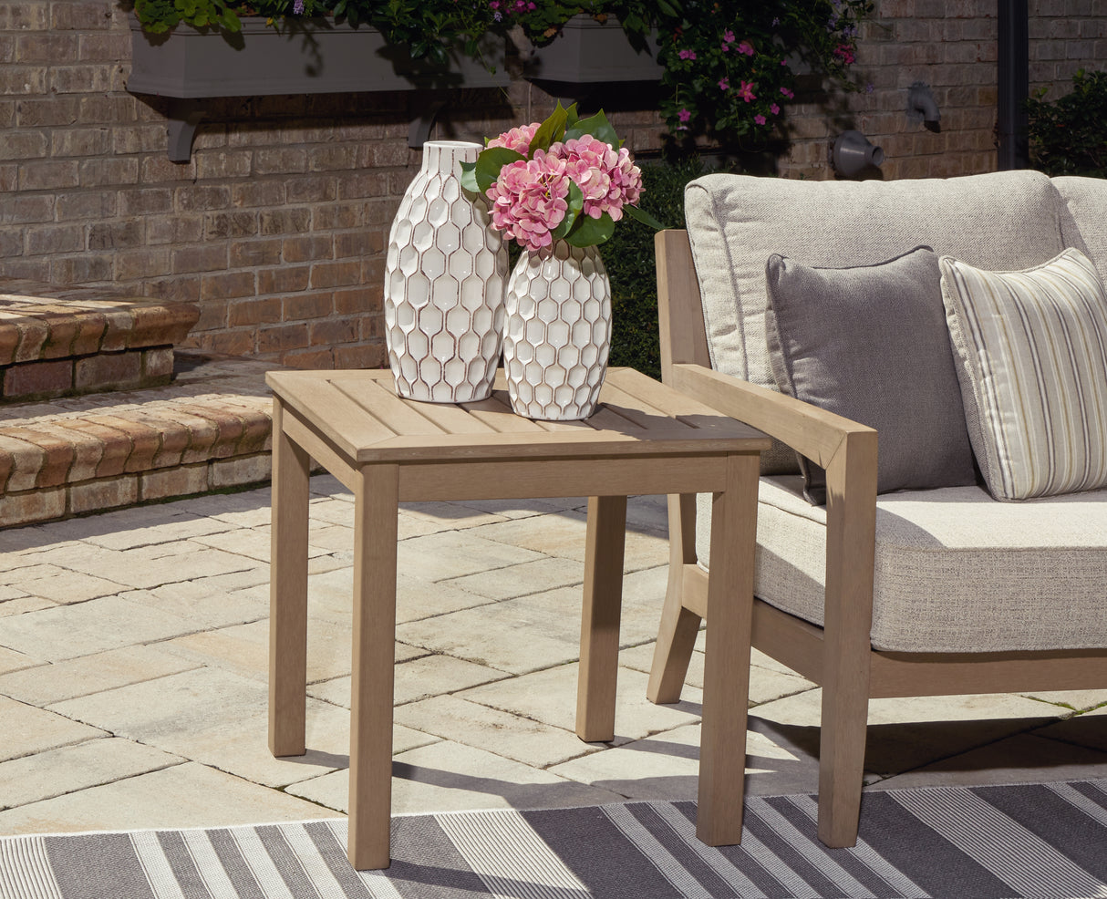 Mega Furniture - Ashley Furniture - Hallow Creek Outdoor - Square End Table / Driftwood - P560-702