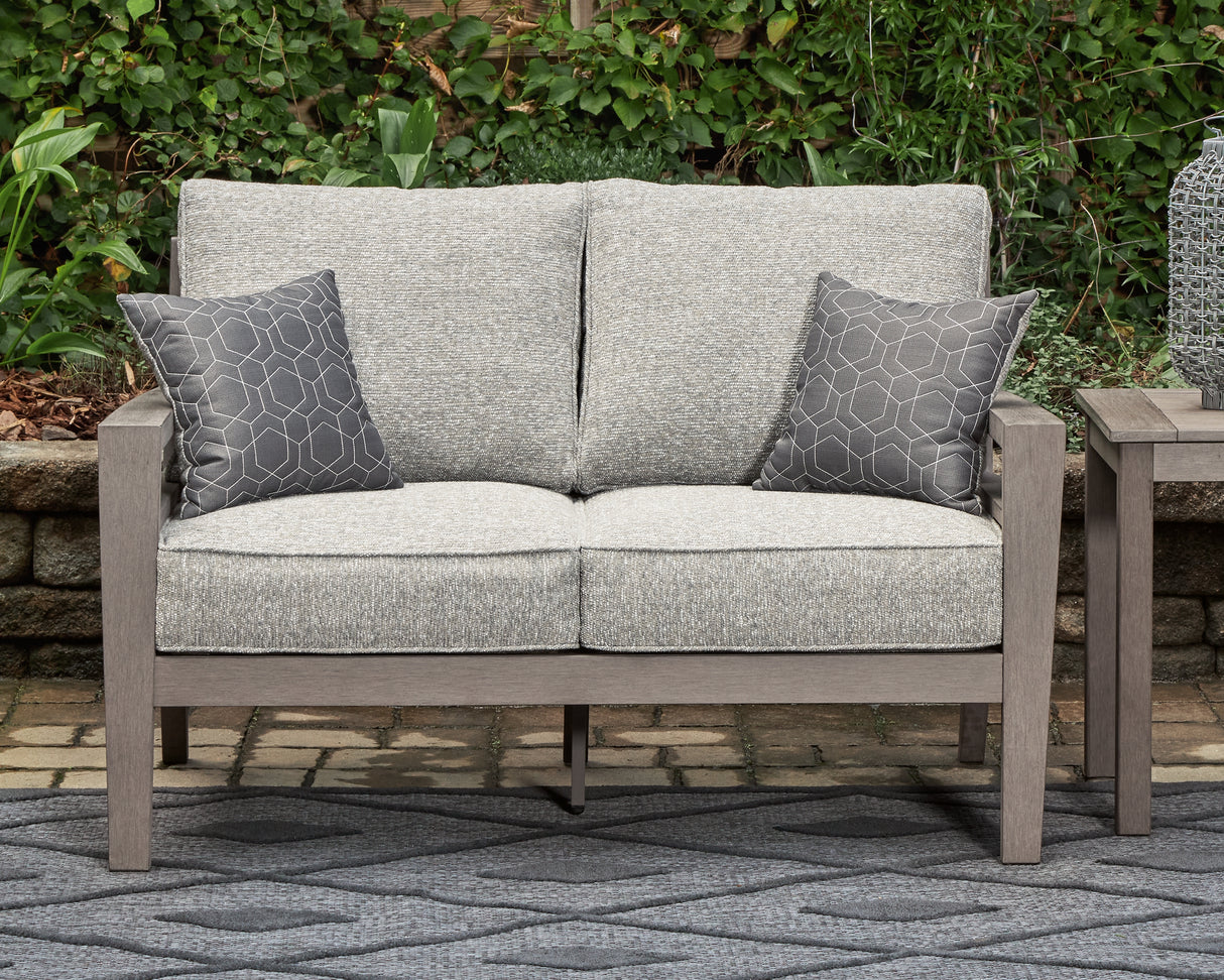 Mega Furniture - Ashley Furniture - Hillside Barn Outdoor - Loveseat w/Cushion / Gray/Brown - P564-835