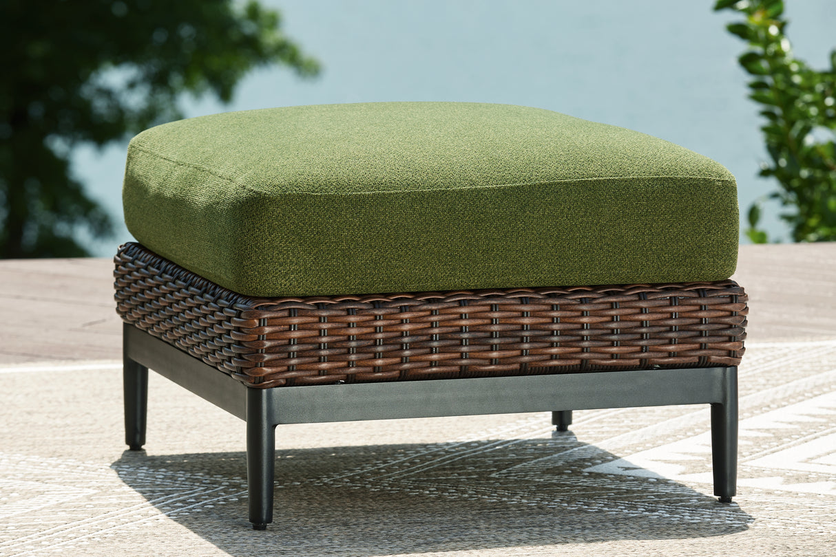 Mega Furniture - Ashley Furniture - Horizon Hall Outdoor - Ottoman with Cushion / Brown/Green - P572-814