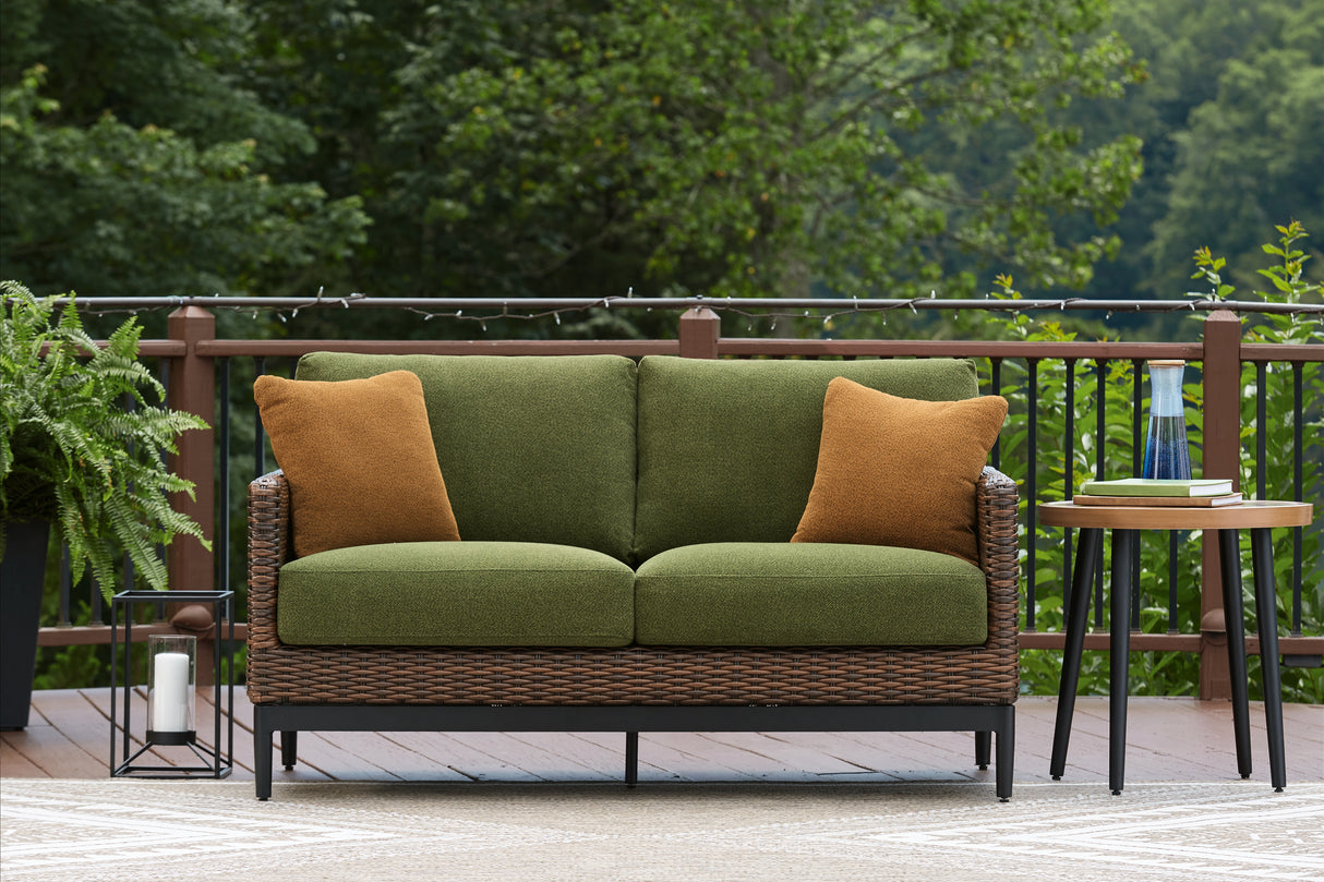 Mega Furniture - Ashley Furniture - Horizon Hall Outdoor - Sofa with Cushion / Brown/Green - P572-838