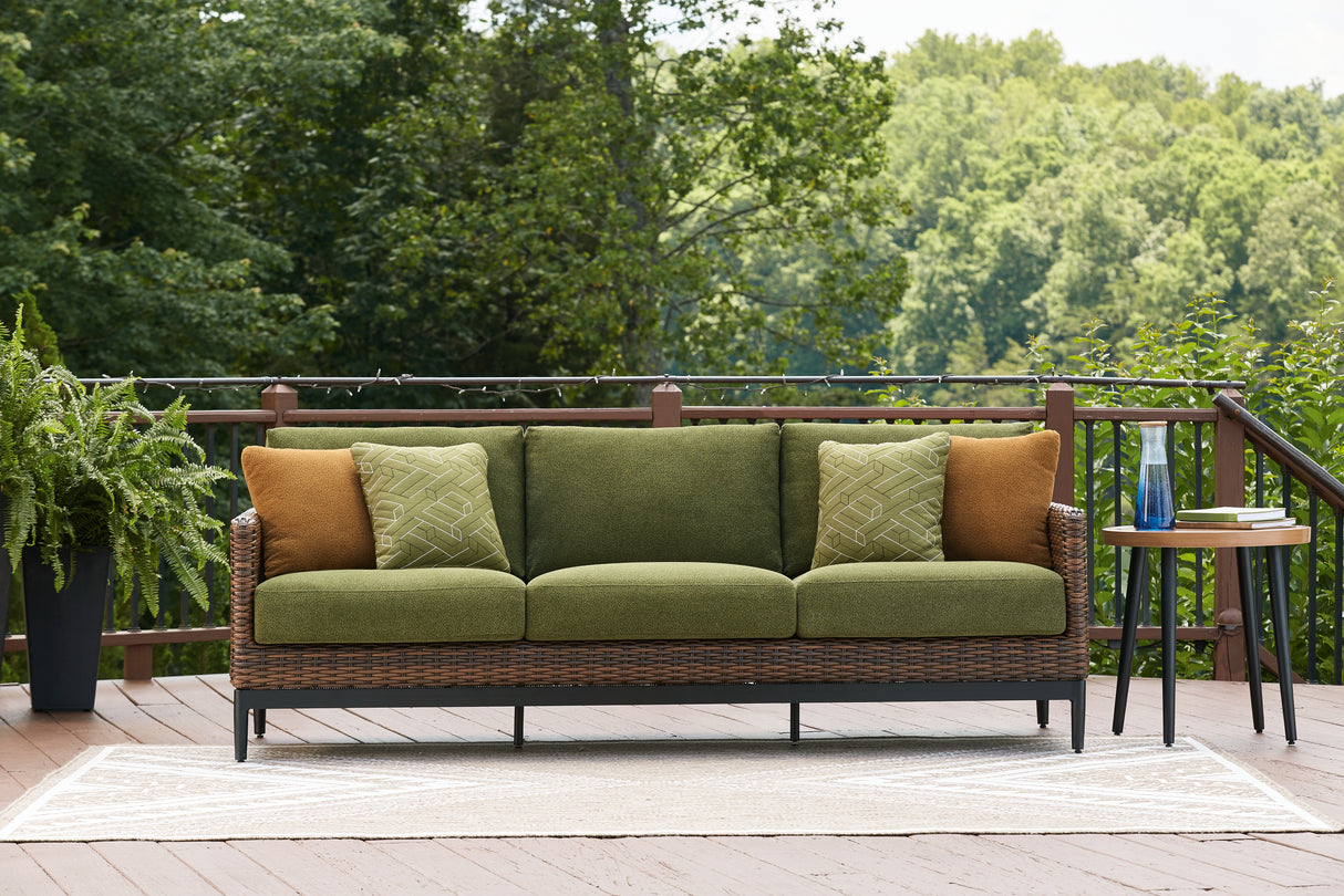 Mega Furniture - Ashley Furniture - Horizon Hall Outdoor - Sofa with Cushion / Brown/Green - P572-838