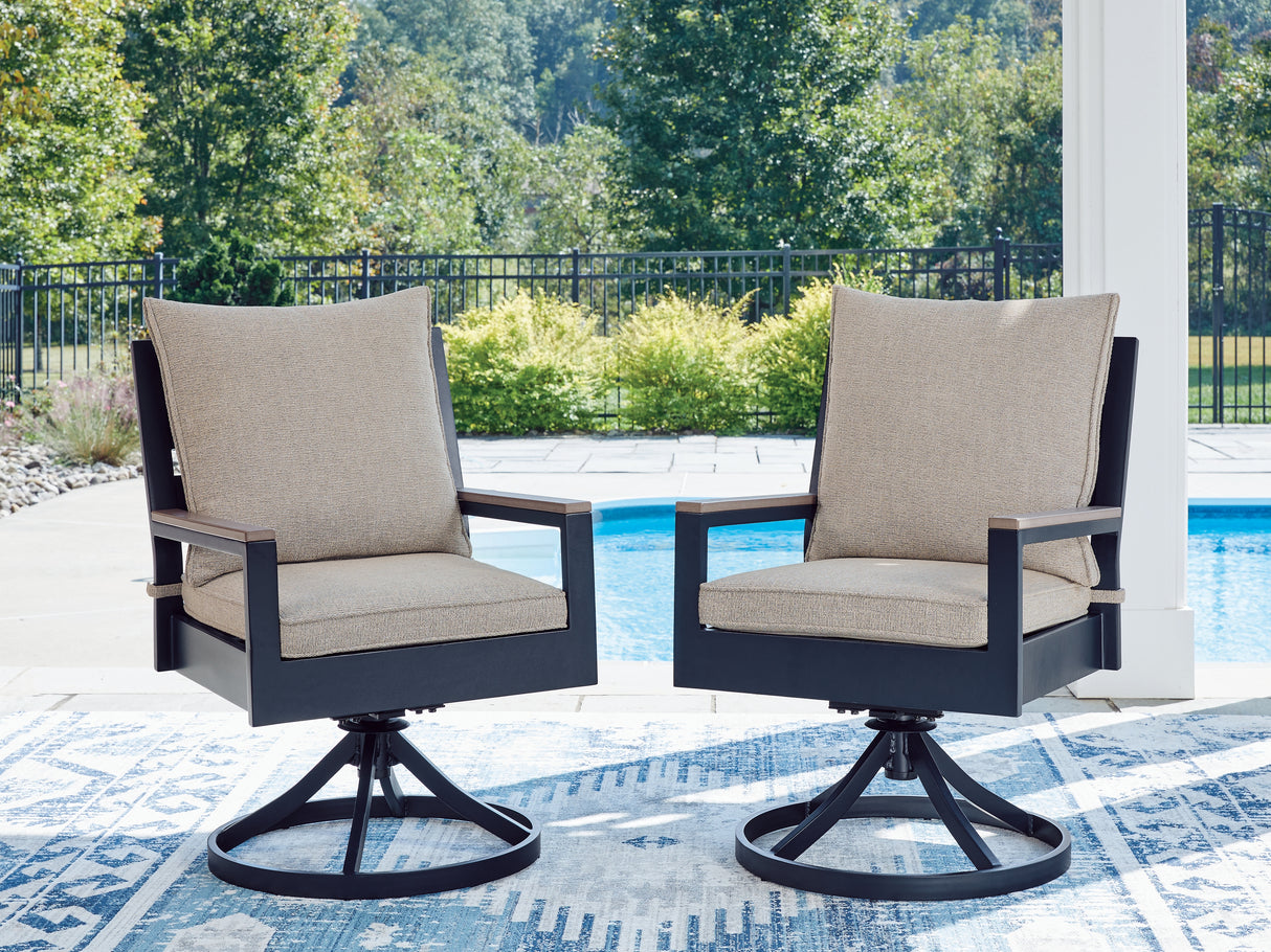 Mega Furniture - Ashley Furniture - East Beach Outdoor - Swivel Chair w/Cushion (Set of 2) / Navy Blue/Driftwood - PCP587-602A