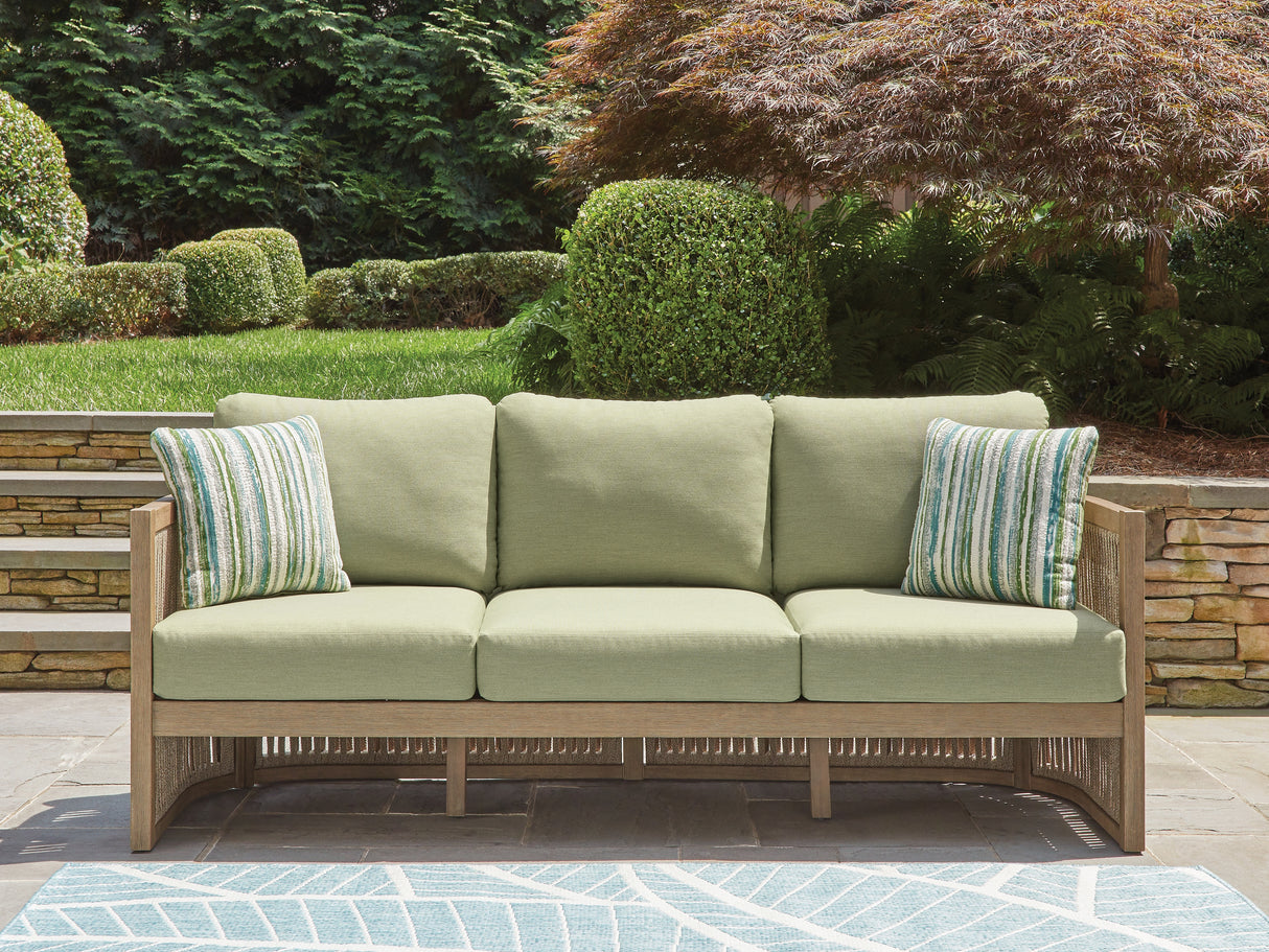 Mega Furniture - Ashley Furniture - Serena Shores Outdoor - Sofa with Cushion / Beige/Green - PCP604-838