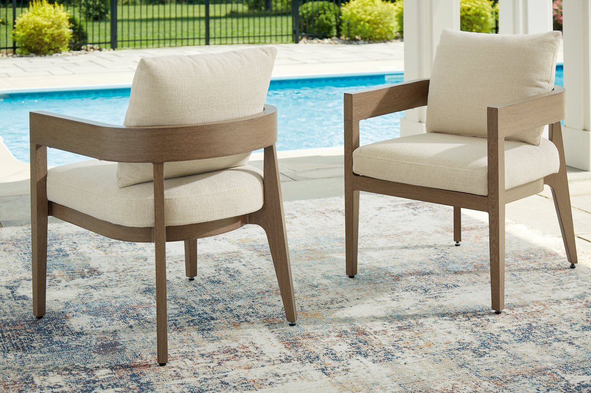 Mega Furniture - Ashley Furniture - Serene Bay Outdoor - Arm Chair With Cushion (Set of 2) / Dark Brown/White - P671-601A