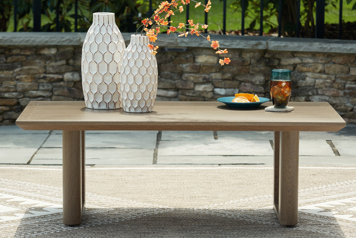 Mega Furniture - Ashley Furniture - Serene Bay Outdoor - Rectangular Cocktail Table / Dark Brown - P671-701