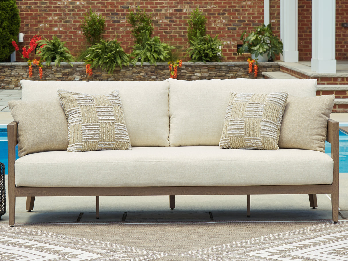 Mega Furniture - Ashley Furniture - Serene Bay Outdoor - Sofa with Cushion / Dark Brown/White - P671-838