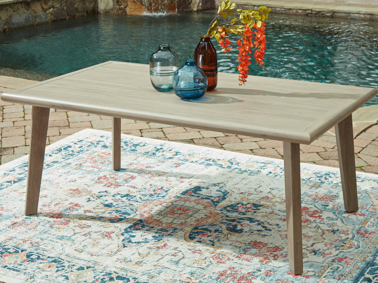 Mega Furniture - Ashley Furniture - Cliff Trails Outdoor - RECT Dining Table w/UMB OPT / Beige - PCP690-625