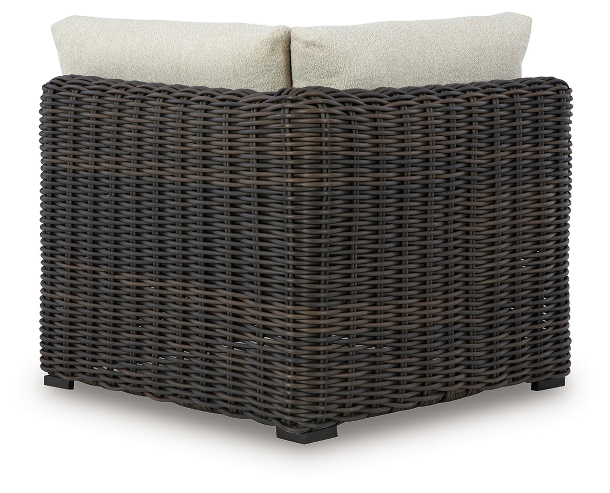 Mega Furniture - Ashley Furniture - Kimora Outdoor - Corner with Cushion / Beige/Dark Brown - P711-877